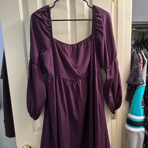 Purple Square Neck Dress